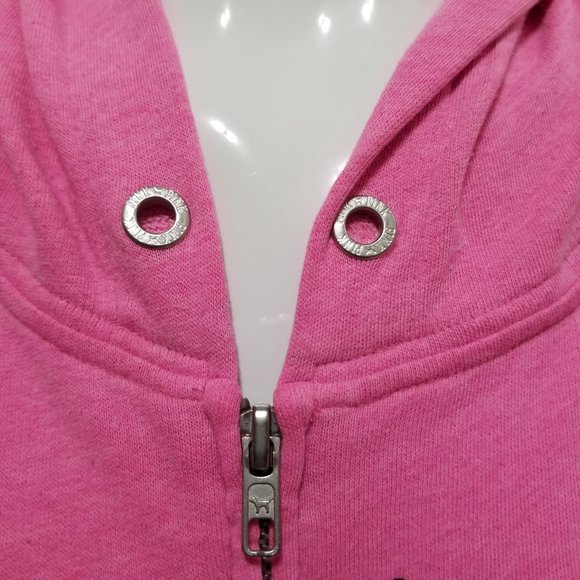 Victoria's Secret PINK hoodie Small Love PINK logo graphic slogan zip up lounge - Picture 7 of 15